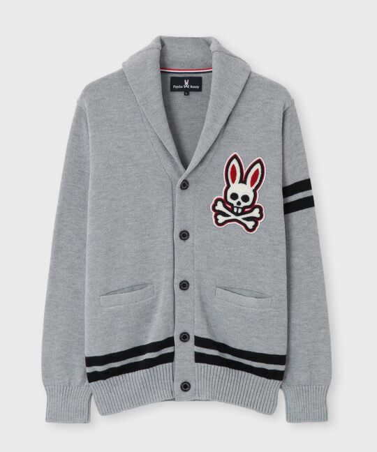 [手洗いOK]ショールカラー レタード カーディガン