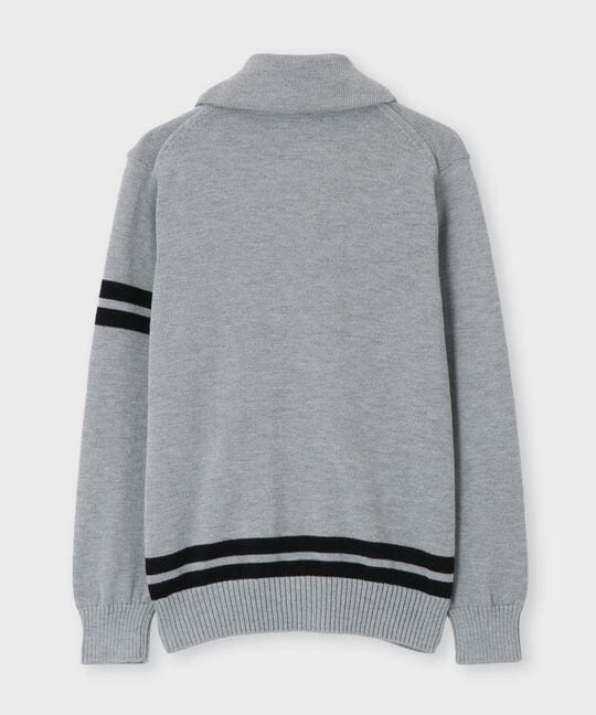 [手洗いOK]ショールカラー レタード カーディガン