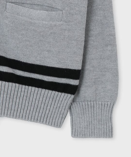 [手洗いOK]ショールカラー レタード カーディガン