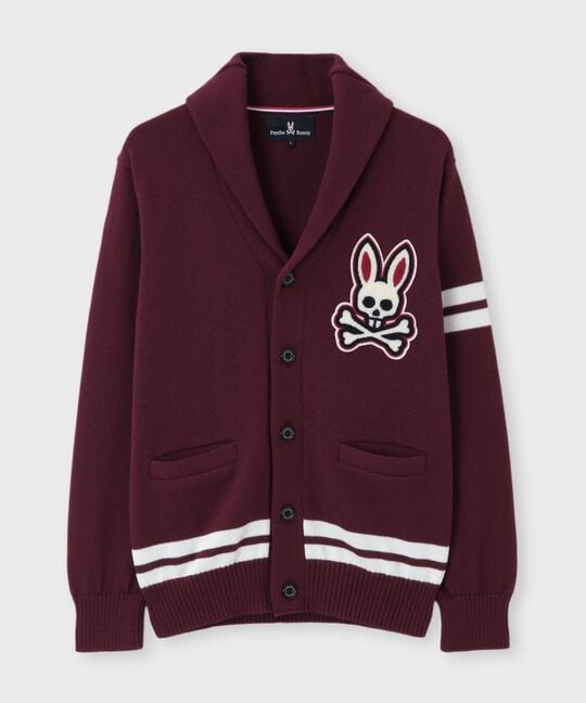 [手洗いOK]ショールカラー レタード カーディガン