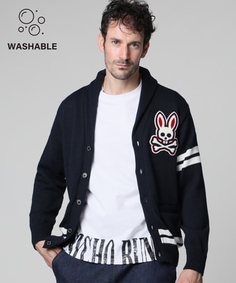 [手洗いOK]ショールカラー レタード 　カーディガン