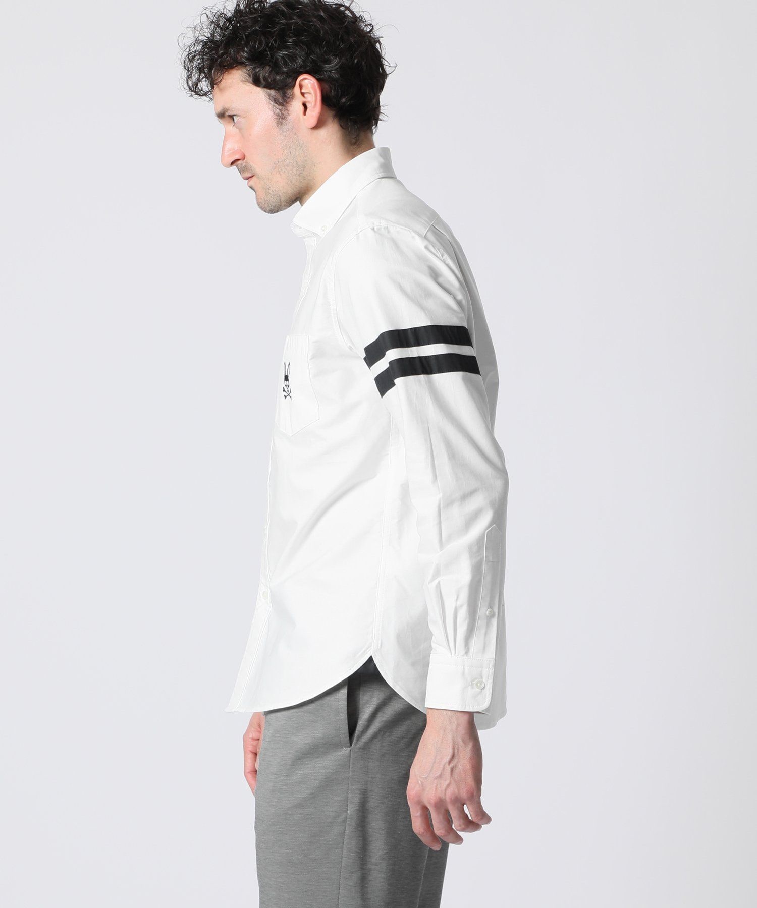 サイコバニー シャツ 日本製 ホワイト Lサイズ スリーブライン ナンバリング オックスシャツ｜Psycho Bunny｜サイコ