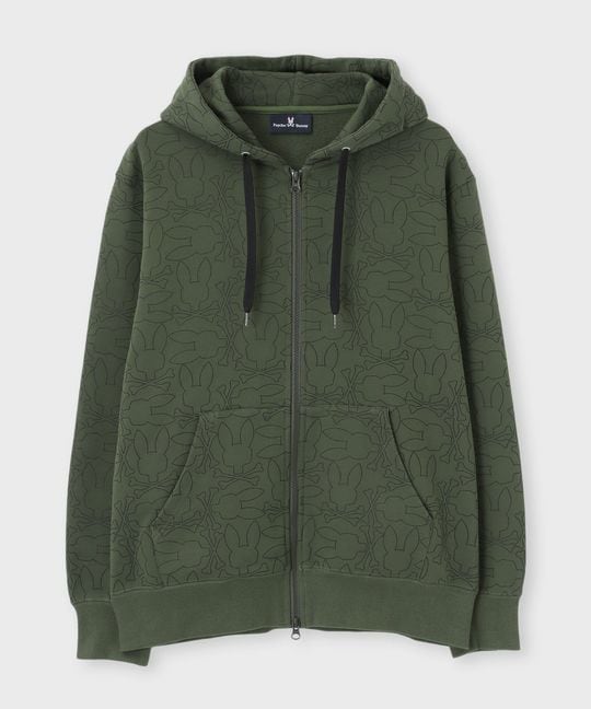 アウトラインロゴパターン ジップパーカ