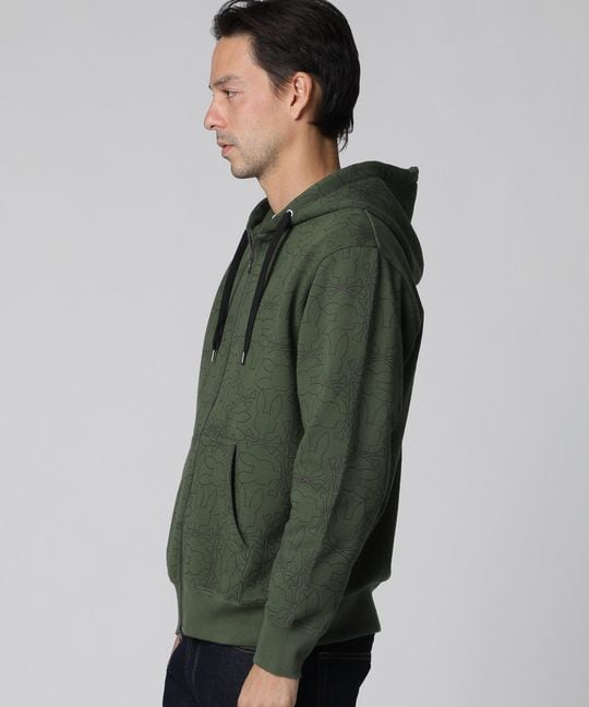 アウトラインロゴパターン ジップパーカ