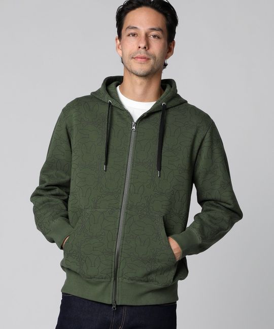 アウトラインロゴパターン ジップパーカ