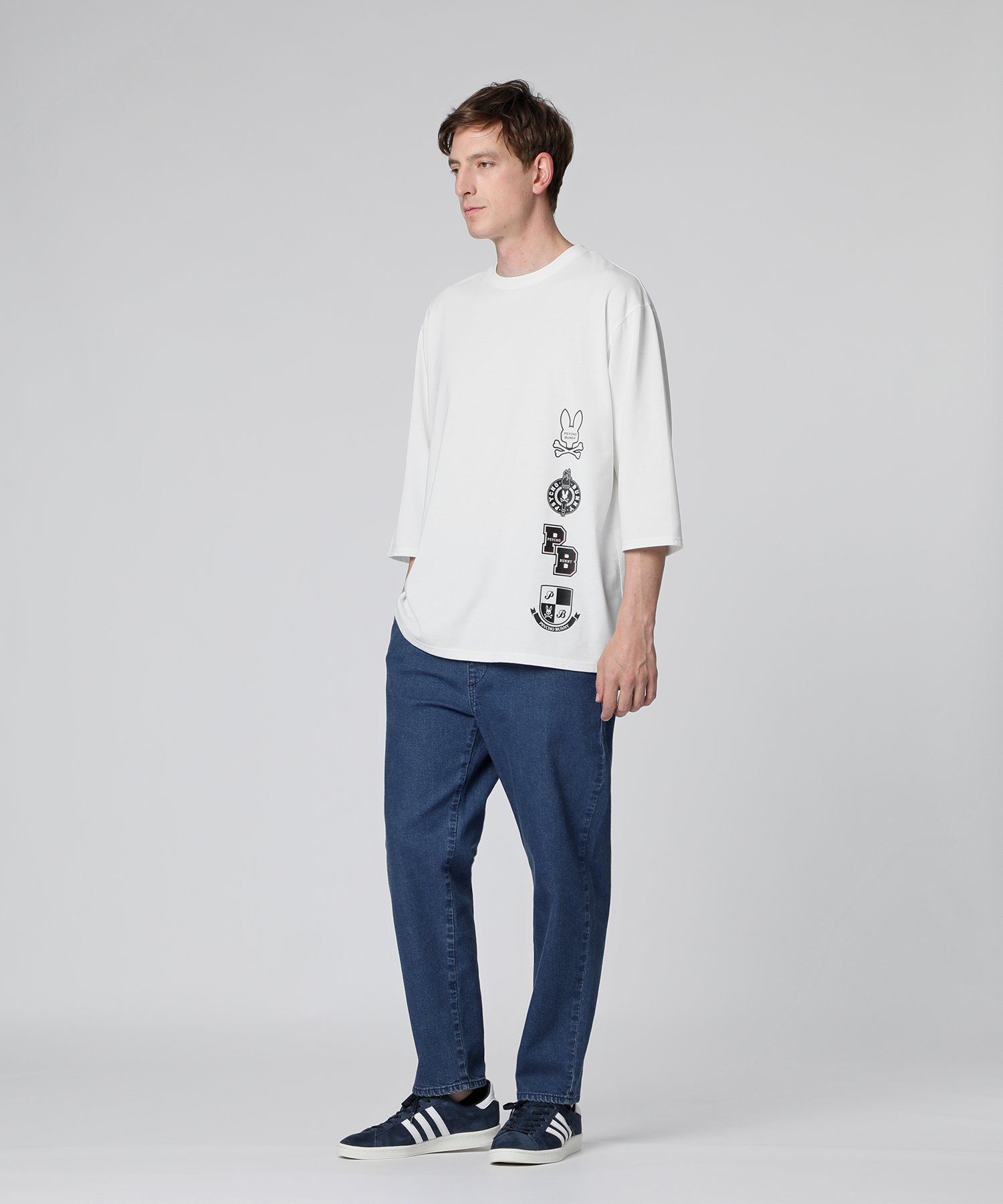 WEB限定]アーカイブカレッジロゴ 7分丈 Tシャツ｜Psycho Bunny｜サイコ