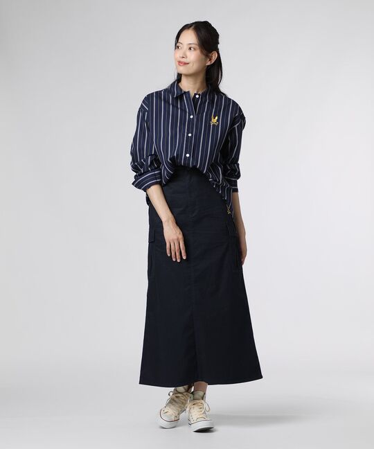 [WOMEN]ドビーストライプ リラックスシルエットシャツ