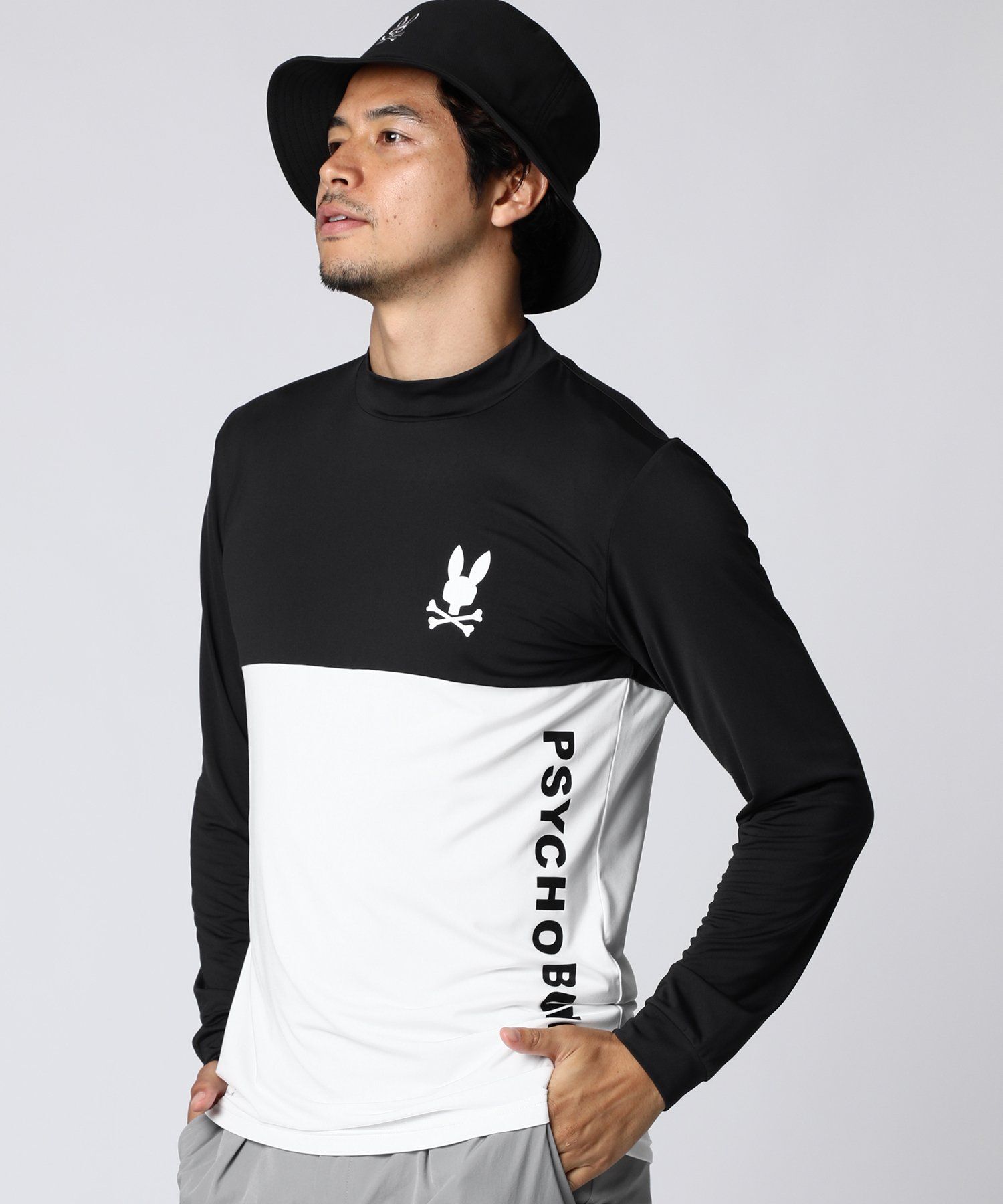 WEB限定]切り替え モックネックロングスリーブTシャツ｜Psycho Bunny