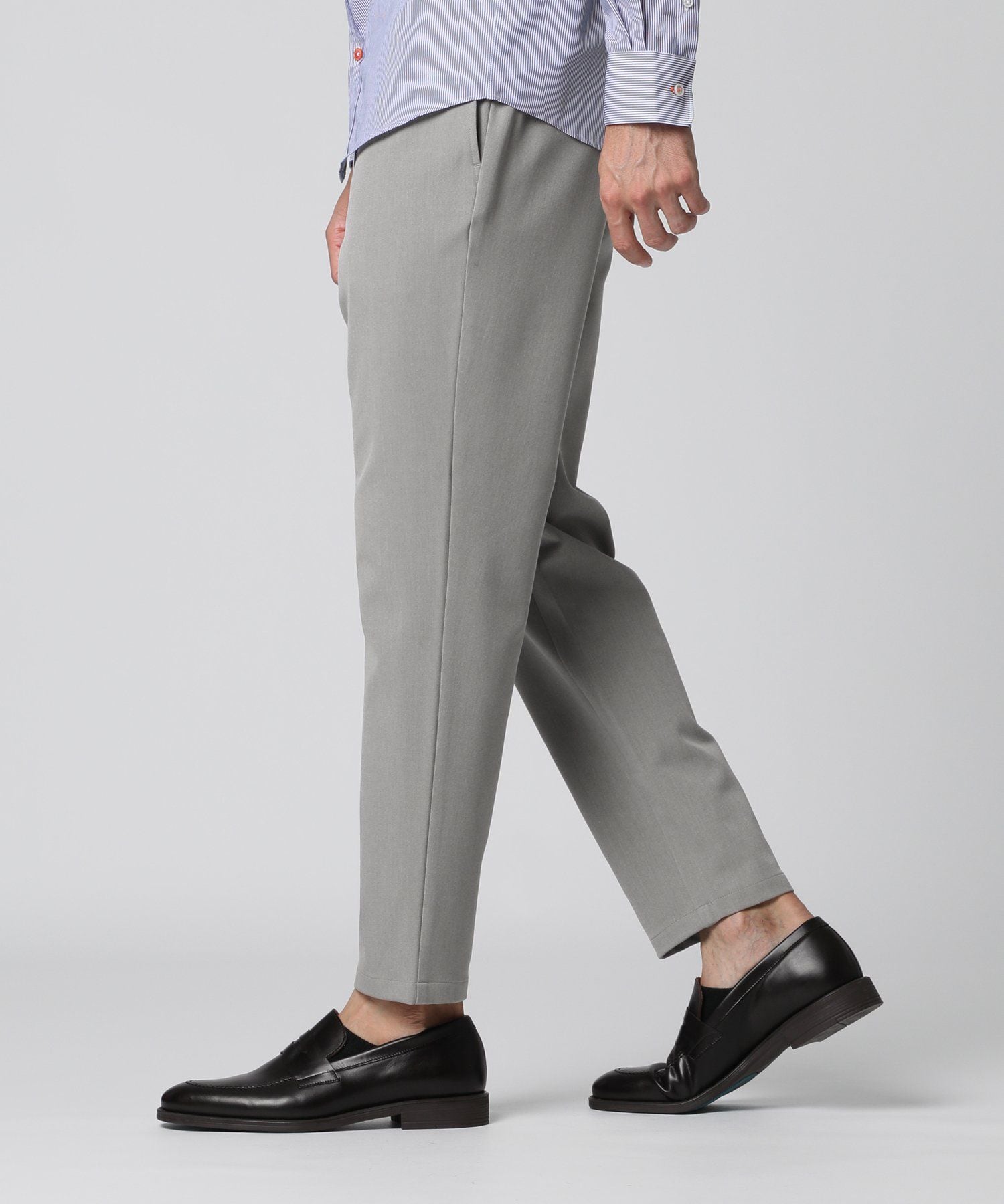 ミッシェルクラン オム】 美品 ストライプ織り柄グレー スーツ