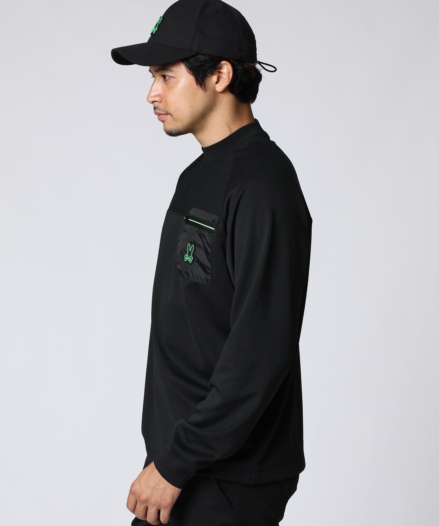 GOLF]ダブルフェイス 長袖ラグランショートモックネック｜Psycho Bunny