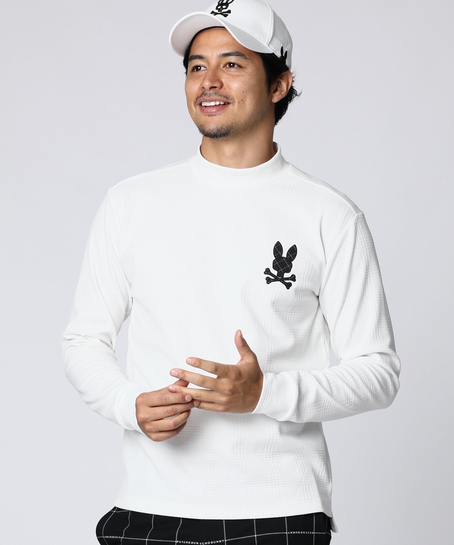 セットアップ未使用定価¥52800【GOLF】PSYCHO BUNNY ウェアL GOLF]リンクスジャガードチェック 長袖モックネック｜Psycho Bunny