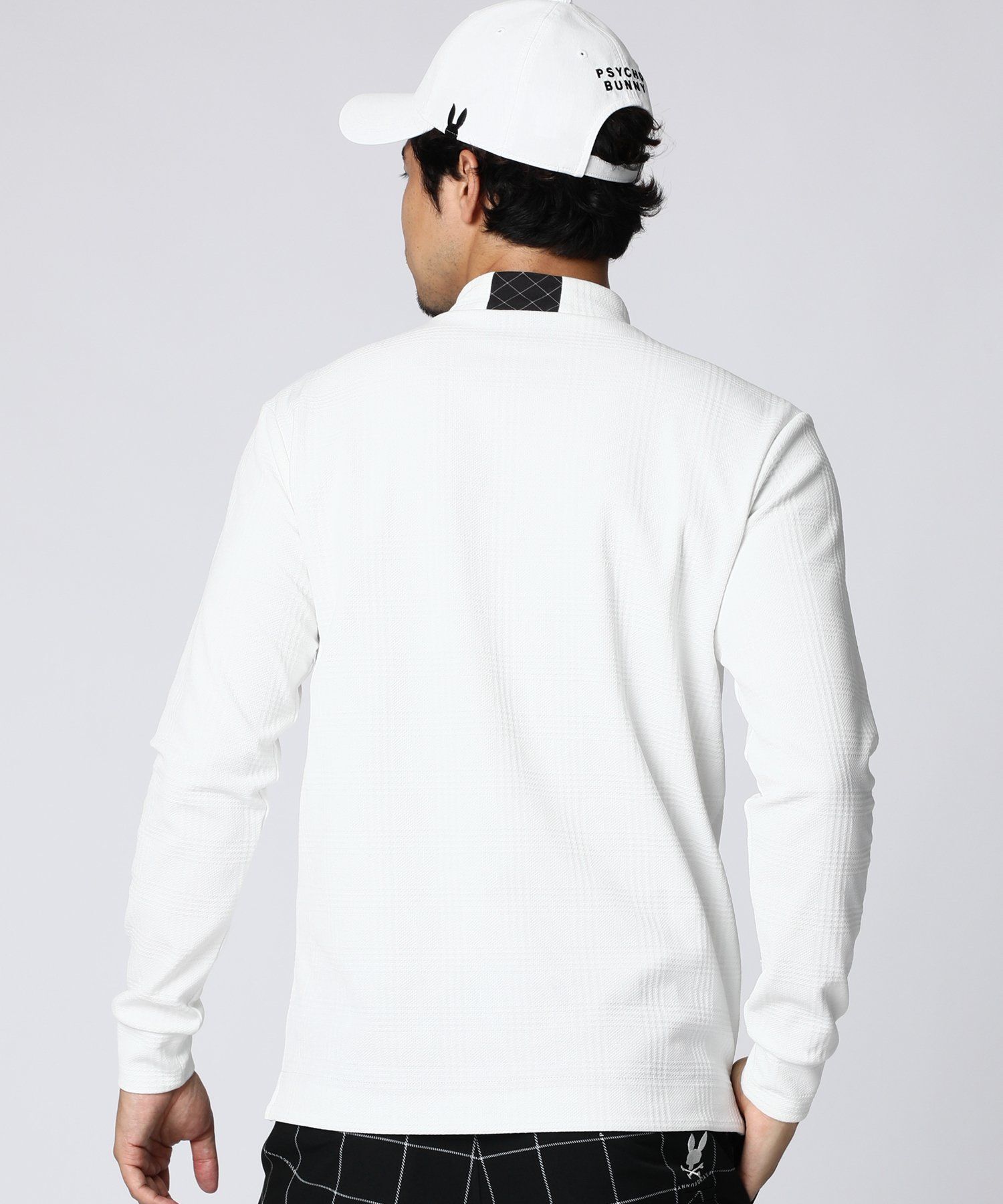 Psycho Bunny ホワイト長袖シャツ M GOLF]リンクスジャガードチェック 長袖モックネック｜Psycho Bunny