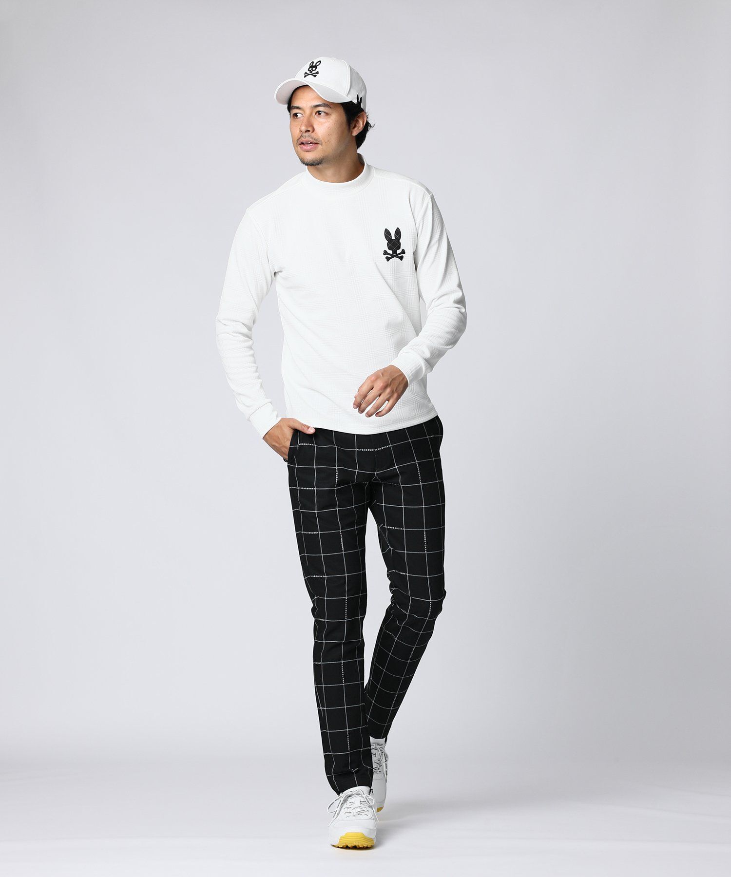 GOLF]リンクスジャガードチェック 長袖モックネック｜Psycho Bunny