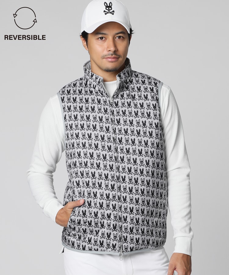 ゴルフ メンズ ベスト サイコバニー ダウンベスト Psycho Bunny（サイコバニー）の「[GOLF] ダブルフェイス フードベスト