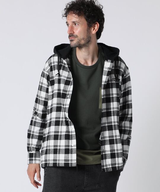 フーディ フランネルチェック シャツ