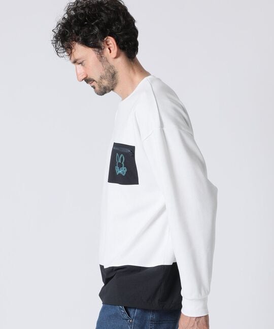 異素材切替 ポンチ ロングスリーブ Tシャツ