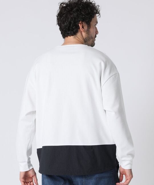 異素材切替 ポンチ ロングスリーブ Tシャツ