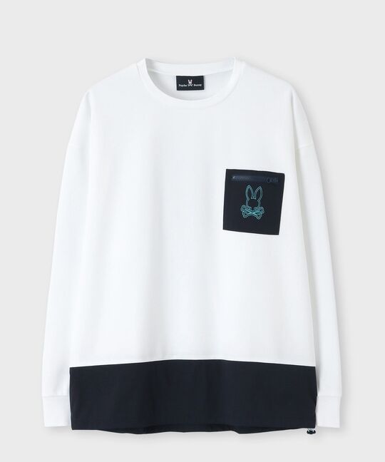 異素材切替 ポンチ ロングスリーブ Tシャツ