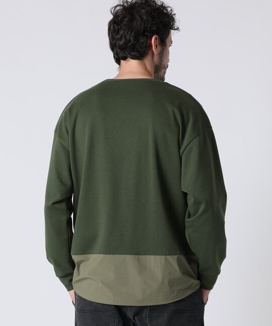 異素材切替 ポンチ ロングスリーブ Tシャツ