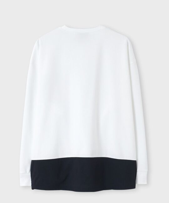 異素材切替 ポンチ ロングスリーブ Tシャツ