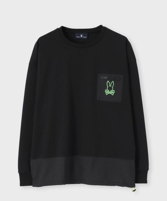 異素材切替 ポンチ ロングスリーブ Tシャツ