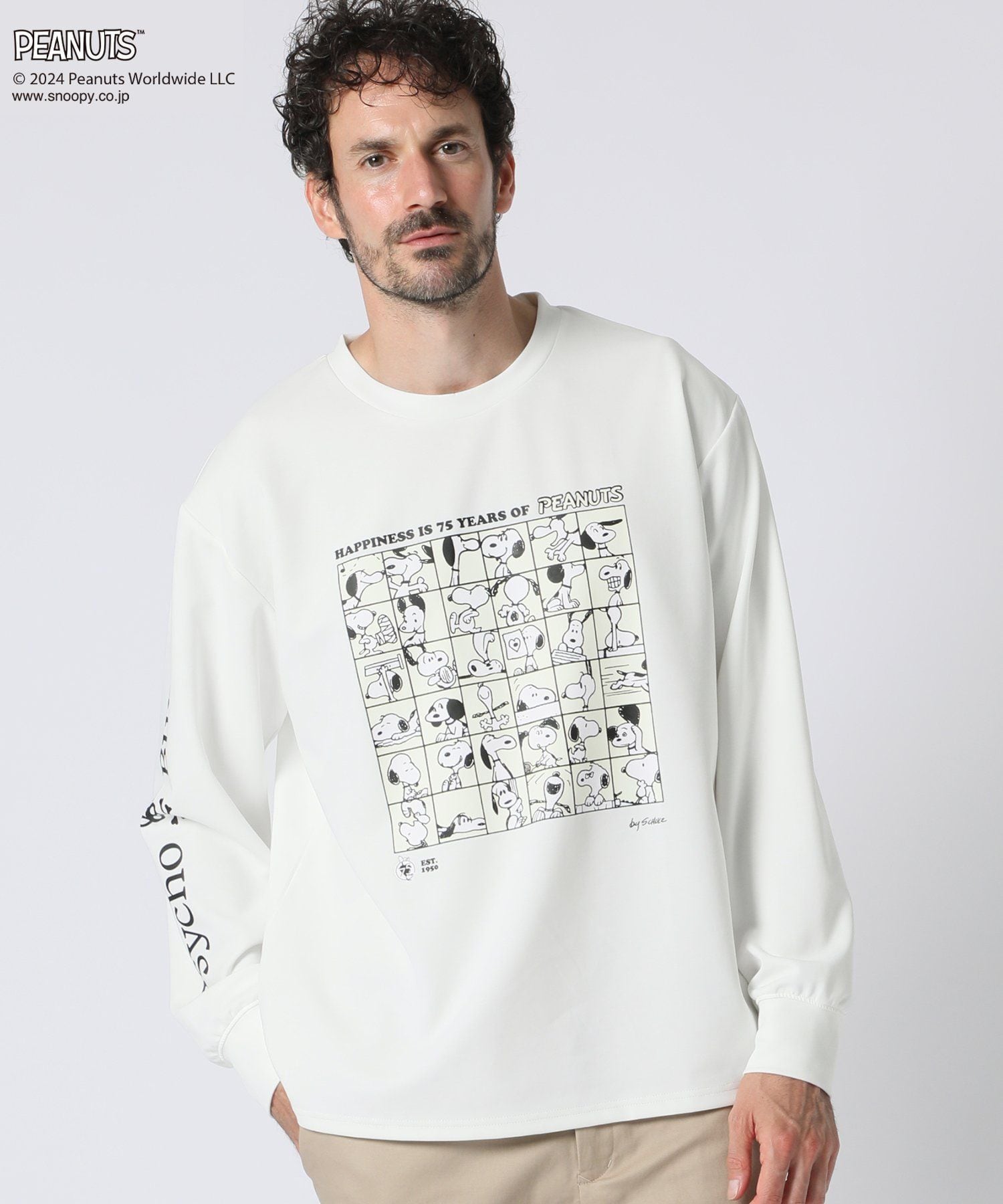 PEANUTS × Psycho Bunnyコラボ 75thデザイン ロングスリーブTシャツ