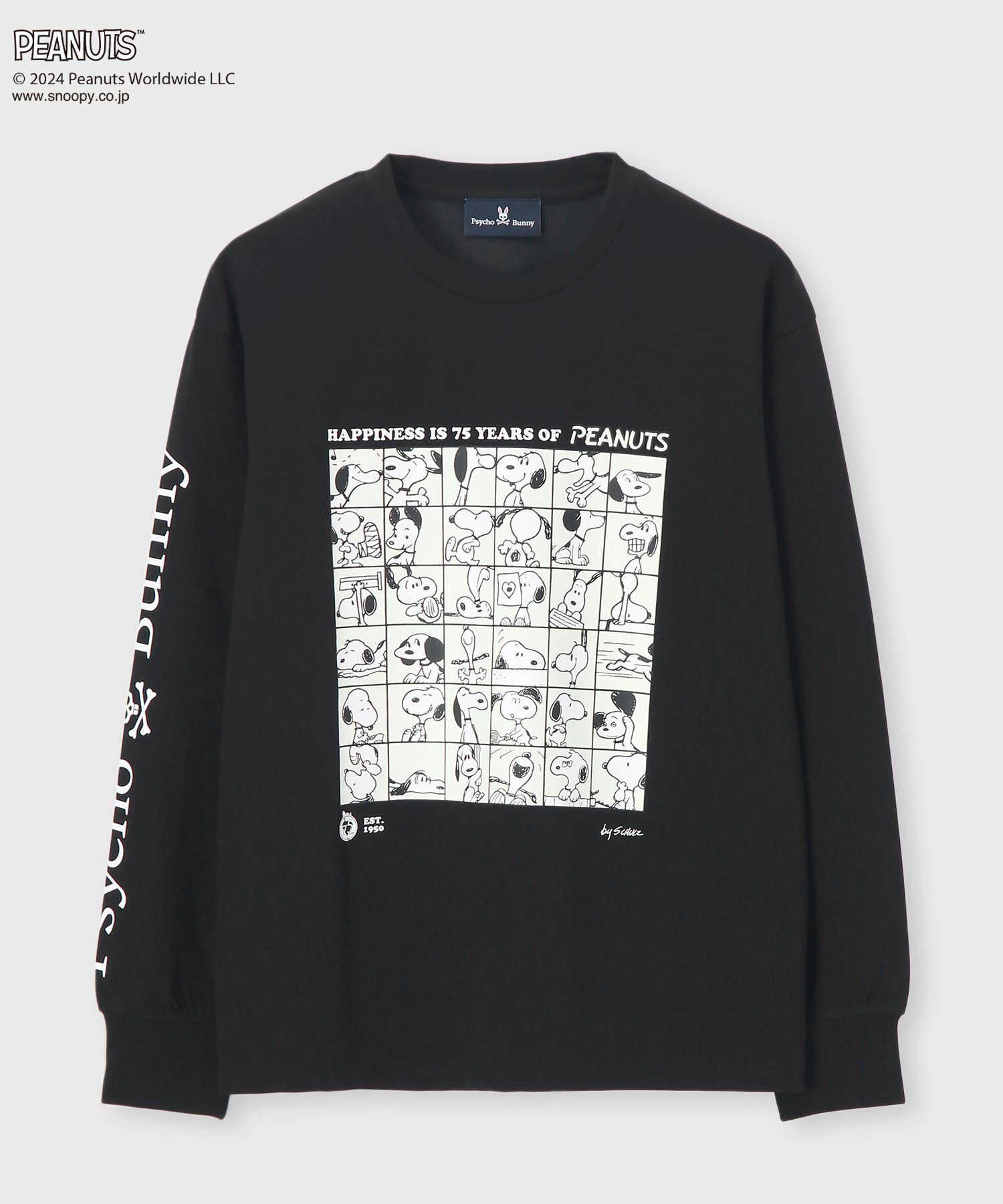 PEANUTS × Psycho Bunnyコラボ 75thデザイン ロングスリーブTシャツ