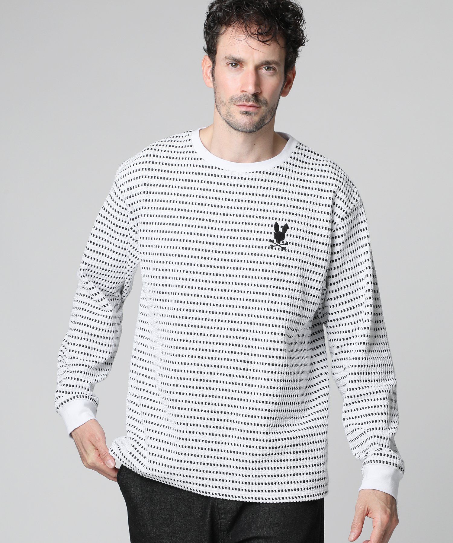 ケーブルライク ボーダー ロングスリーブTシャツ｜Psycho Bunny