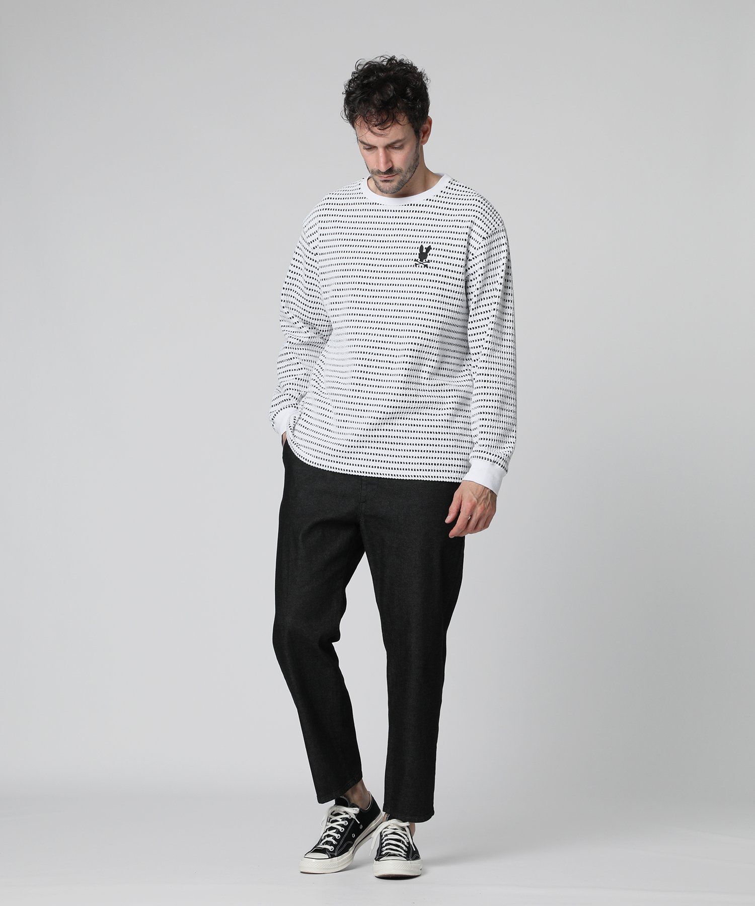 ケーブルライク ボーダー ロングスリーブTシャツ｜Psycho Bunny