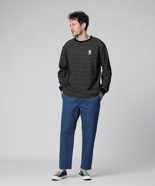 ケーブルライク ボーダー ロングスリーブTシャツ