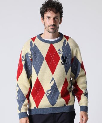 ラムズウール アーガイル 　ニット