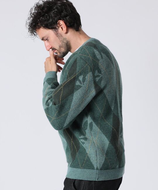 ラムズウール アーガイル ニット