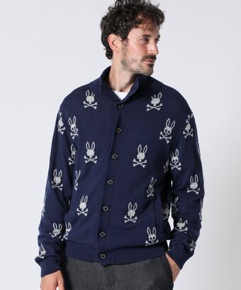 バニーロゴパターン 　スタンドカラーニット