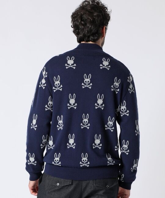 バニーロゴパターン スタンドカラーニット