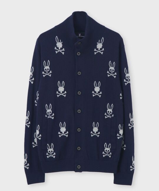 バニーロゴパターン スタンドカラーニット