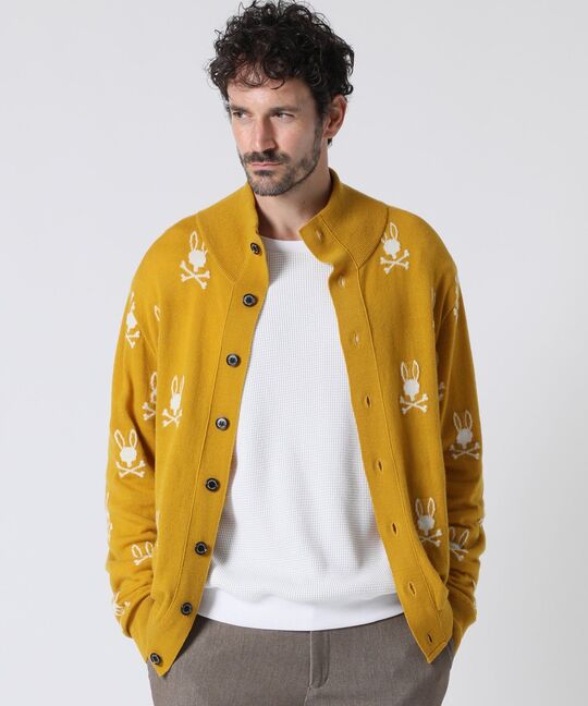 バニーロゴパターン スタンドカラーニット