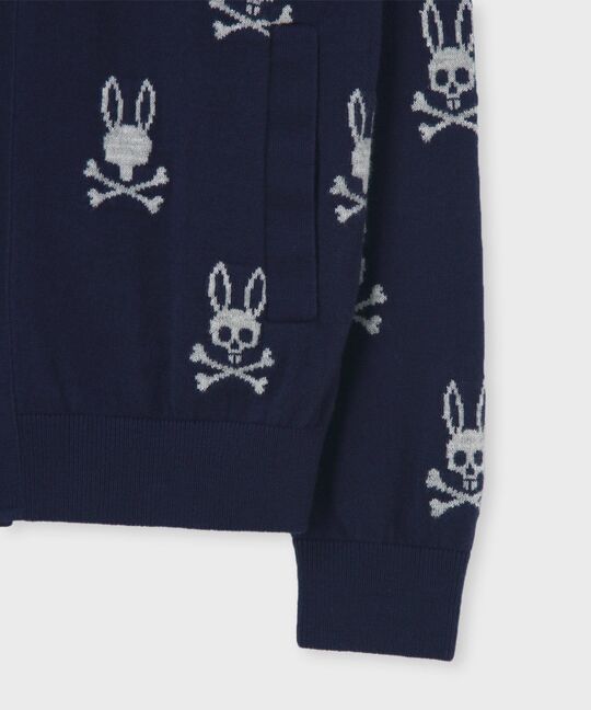 バニーロゴパターン スタンドカラーニット