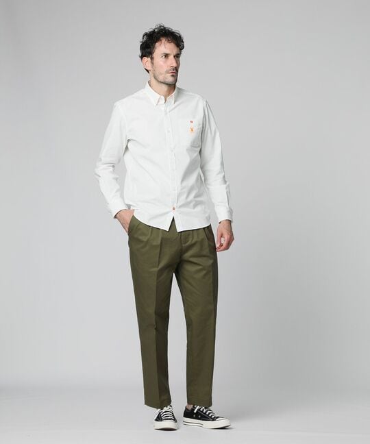 ストレッチ タックテーパード チノパンツ