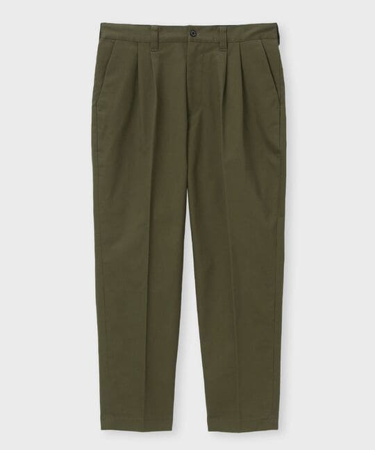 ストレッチ タックテーパード チノパンツ