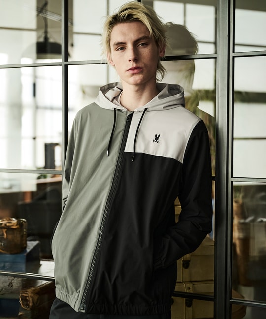 4WAYストレッチタフタ カラーパネル ブルゾン