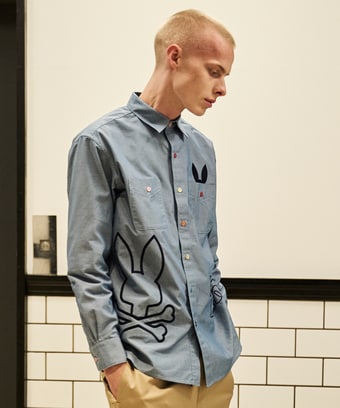 エンブロイダリー ダンガリーワッシャー 　シャツ