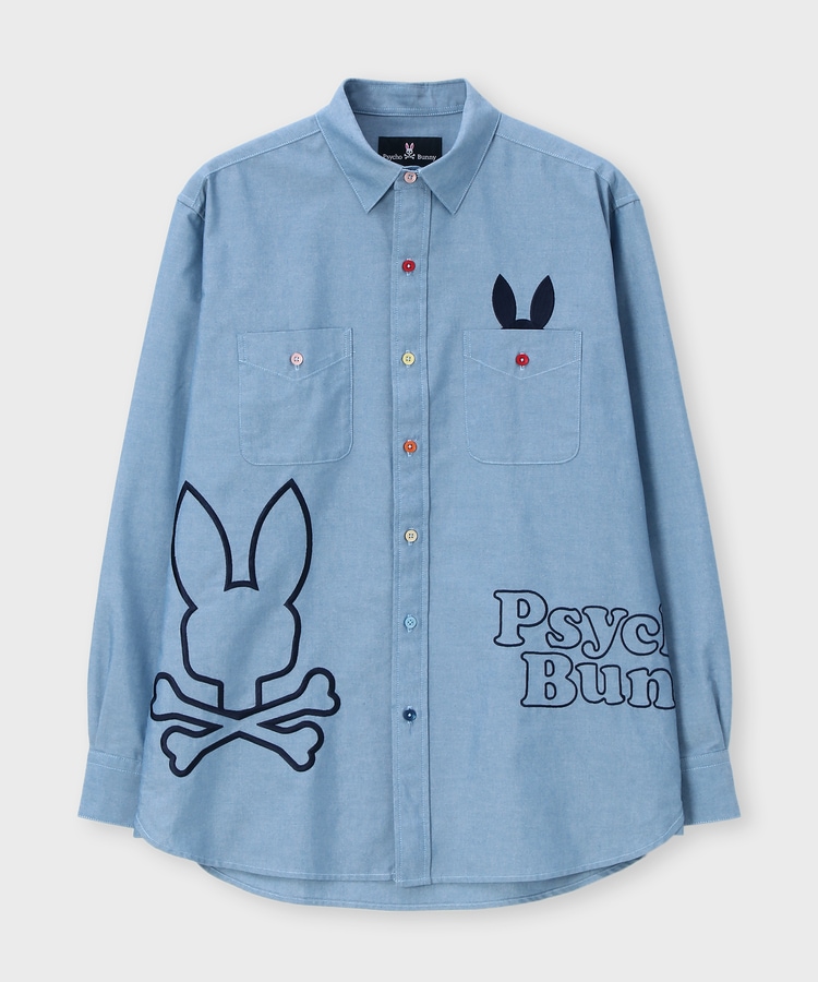 エンブロイダリー ダンガリーワッシャー シャツ｜Psycho Bunny｜サイコ