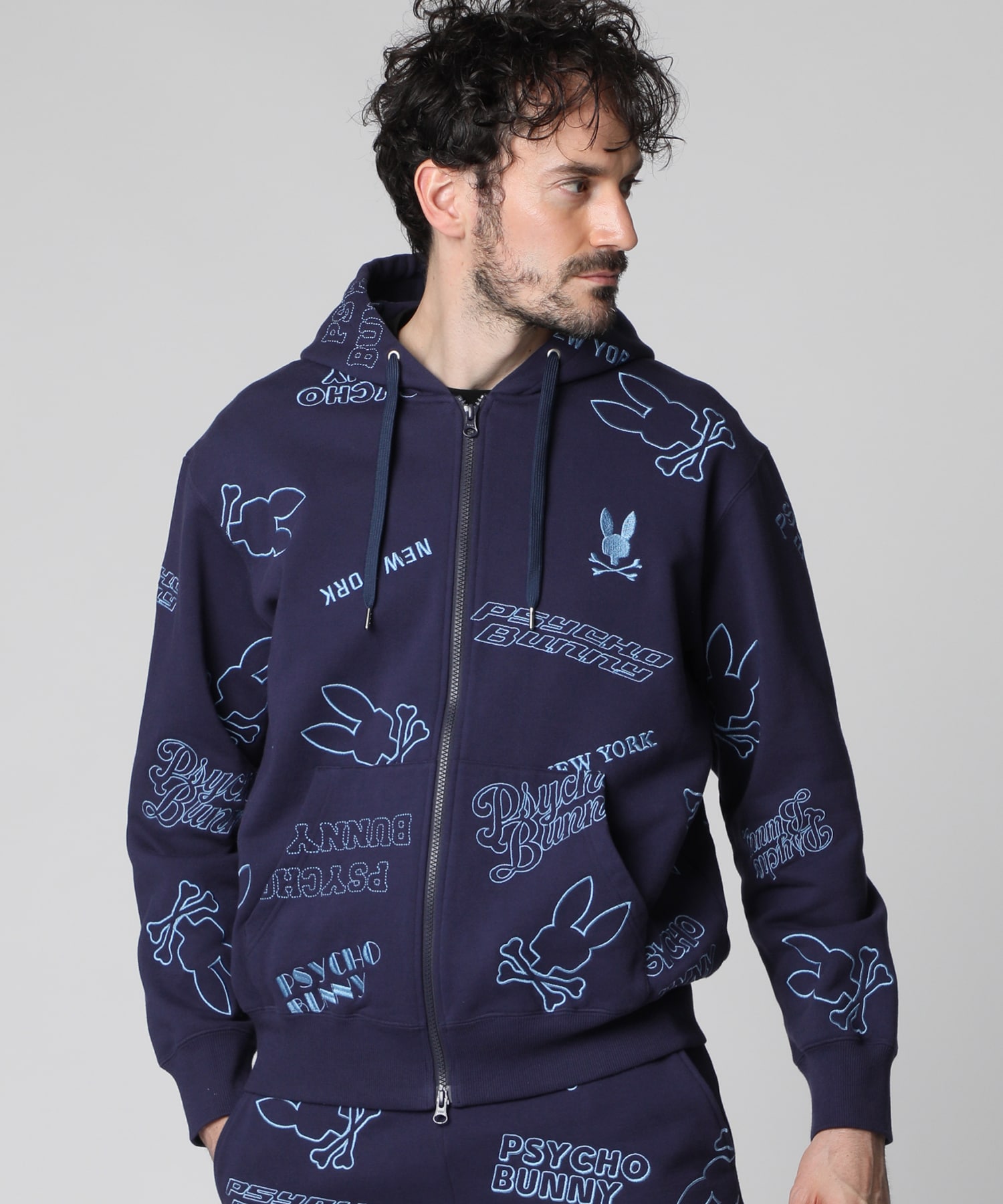 エンブロイダリーロゴパターン ジップパーカ｜Psycho Bunny｜サイコ