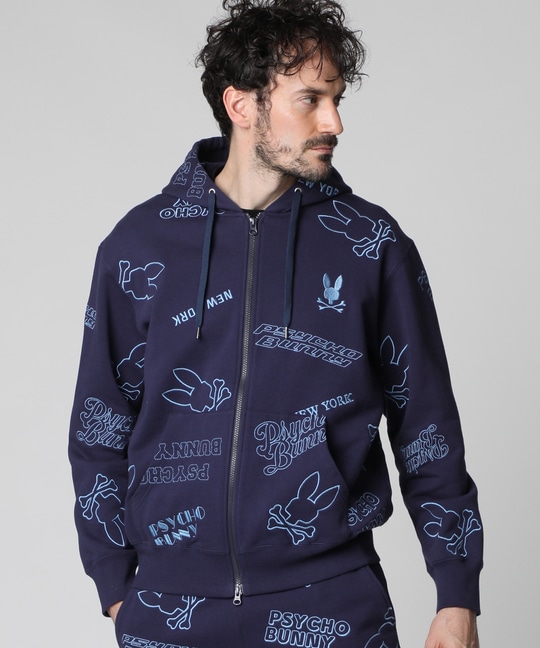 エンブロイダリーロゴパターン ジップパーカ