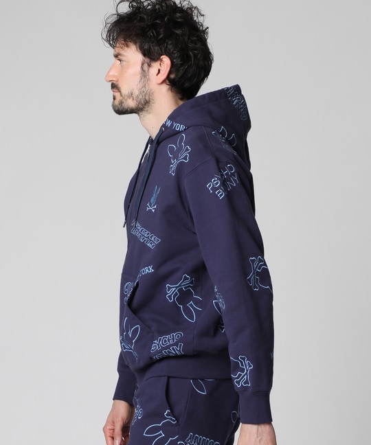 エンブロイダリーロゴパターン ジップパーカ