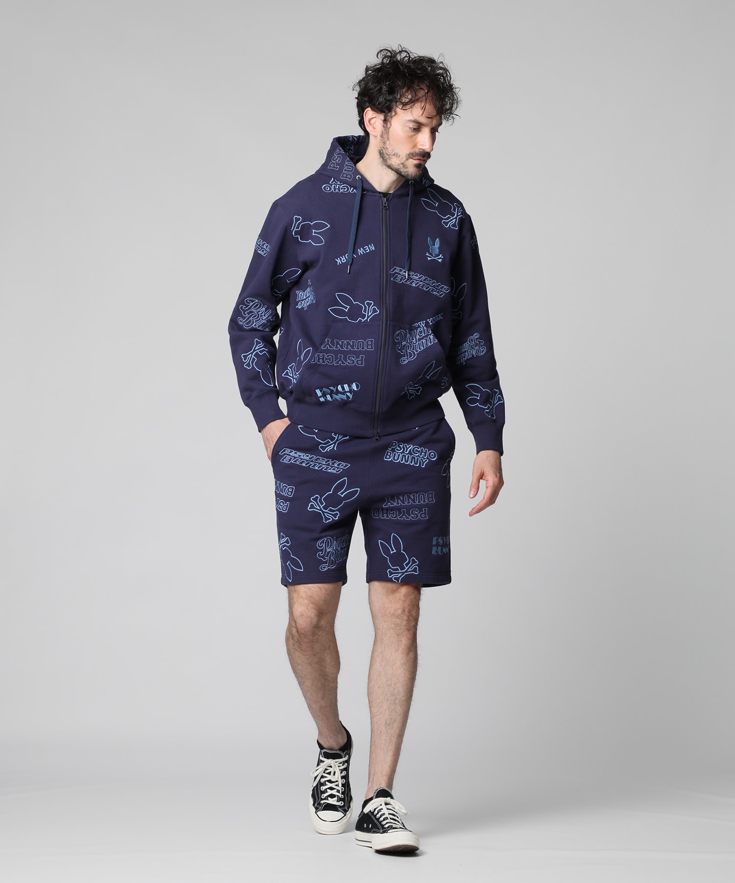 エンブロイダリーロゴパターン ジップパーカ｜Psycho Bunny｜サイコ