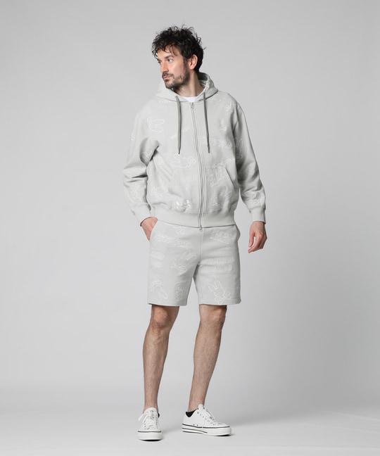 エンブロイダリーロゴパターン ジップパーカ