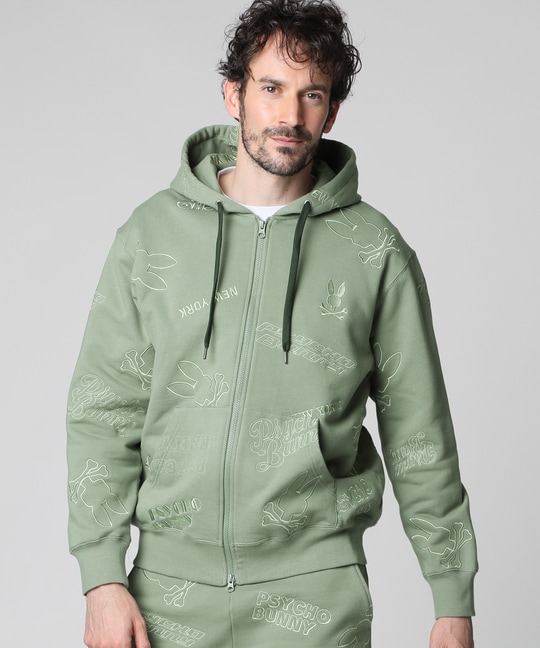 エンブロイダリーロゴパターン ジップパーカ