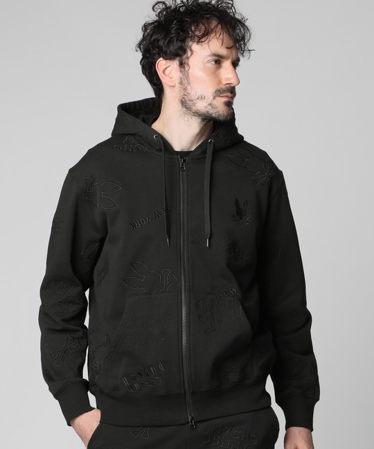 エンブロイダリーロゴパターン ジップパーカ