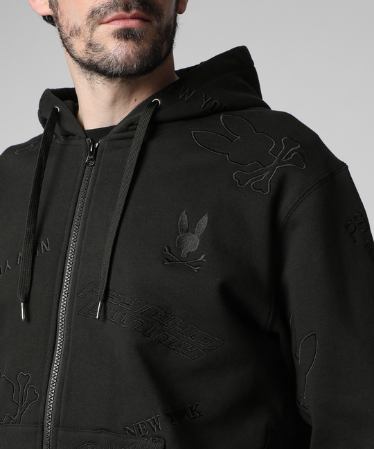 エンブロイダリーロゴパターン ジップパーカ